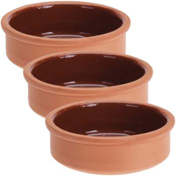 Preview: Tapas Schalen Set 3 Stück Ø 12x4cm - Terracotta mit glasierter Innenseite für mediterrane Gerichte & Snacks - Robust, langlebig & leicht zu reinigen