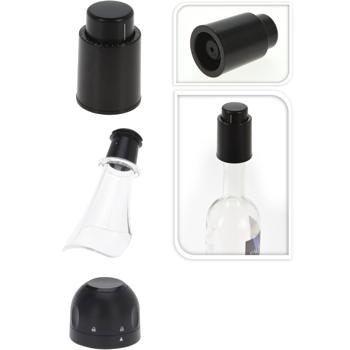 Preview: 3-teiliges Weinzubehör-Set - Bewahrt Aroma & Qualität von Wein, Sekt, Champagner bis zu einer Woche - Vakuum-Weinstopfen, Ausgiesser, Champagnerkorken