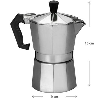 Preview: Espressokocher (3 Tassen/150 ml), Aluminium - Klassisch, schnell, aromatisch - Italienischer Espressogenuss für Zuhause