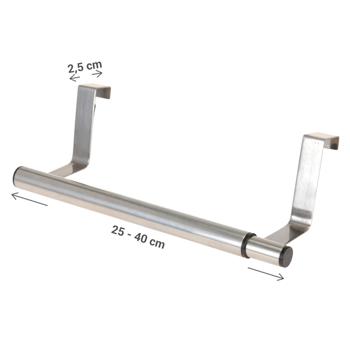 Preview: Handtuchhalter für Türen - ausziehbar 25-40 cm - flexibles Trocknen von Handtüchern - Robuste Edelstahl-Stange - Kein Bohren/Kleben - Für Türen bis 2,5 cm Falz