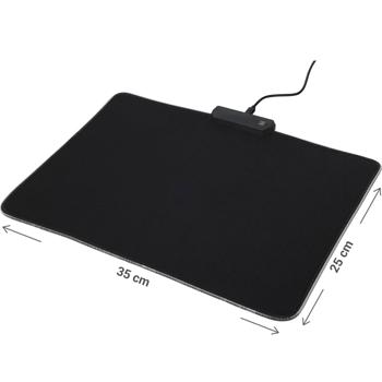Preview: Beleuchtetes Gaming-Mousepad 25x35cm - RGB-LED-Beleuchtung - Pixelgenaue Oberfläche für Präzision & Geschwindigkeit - Ideal für PC Gamer & Büroarbeit - USB-A 1.8m