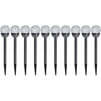 Dekorative Solar-Kugellampen: 10 Stück, 36cm, Edelstahl & Glas, warmweiss - ideal für Gartenwege, Terrassen, Beete - hochwertiges Ambiente