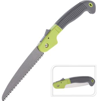 Preview: 2er-Set Klappsäge 40 cm grün-grau - Gehärtetes Sägeblatt für frisches & totes Holz, Gartenarbeit, Camping & Bushcrafting - Rutschfester Griff - 18 cm Klinge