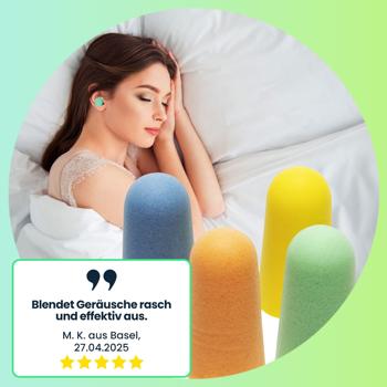 Preview: Hocheffektive Gehörschutz-Ohrstöpsel, 100 Stück, mehrfarbig, SNR 33 dB, hoher Tragekomfort, für laute Umgebungen wie Arbeit, Party, Event oder Schlaf