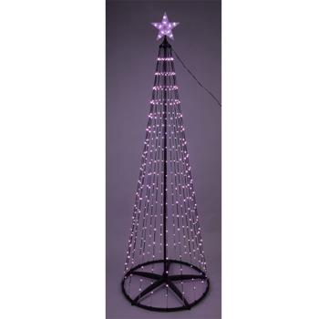 Preview: LED Weihnachtsbaum 150cm - Mehrfarbige 178 LEDs mit Sternspitze - IP44 Schutz für Innen & Aussen - Dimmbar & Fernbedienbar - Schneller Aufbau inkl. Haken