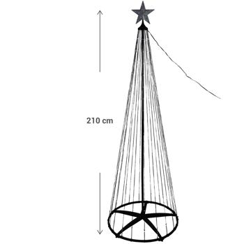Preview: LED-Weihnachtsbaum 210cm - Kegelform, mehrfarbig 370 LEDs - IP44 spritzwassergeschützt, inkl. Fernbedienung für Innen- & Aussenbereiche