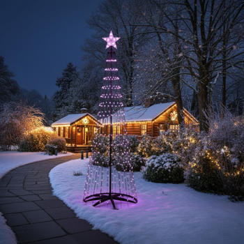 Preview: LED-Weihnachtsbaum 300cm in Kegelform – Lichterbaum mit 570 LEDs, mehrfarbig, IP44 & Fernbedienung für aussen & innen