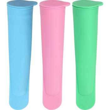 Silikon Eisformen 3er-Set - Für Wassereis & Fruchteis selbst herstellen - Wiederverwendbar, spülmaschinenfest, 19,5 cm - TPE, Deckel