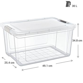 Preview: 6er-Set Vorratsboxen Transparent (1,25–30L): Robuste Aufbewahrungsboxen & Frischhalteboxen mit Deckel für Haushalt, Ordnung, Küche & Vorräte