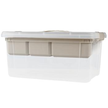 Preview: Aufbewahrungsbox mit Organizer, 9 Liter, transparent/grau