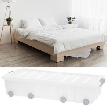 Transparente XL Unterbett-Box mit Rollen (77x37x17cm): Praktische Aufbewahrungsbox für unter dem Bett – ideal für Kleidung, Bettwäsche & mehr