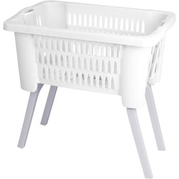 Preview: Wäschekorb mit Beinen, weiss, 60 x 40 x 60 cm