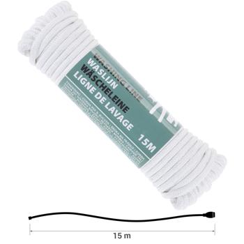 Preview: Reissfeste Wäscheleine 15m weiss - Ideal für Garten, Balkon & Campingplatz - Schont Fasern, spart Kosten, knitterfrei, 4.7mm Ø