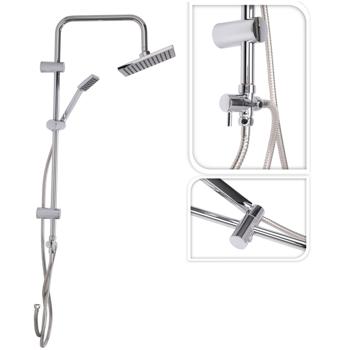 Preview: Premium Edelstahl Regenduschen-Set, chromfarben, mit 2 Brausen – Für ein luxuriöses Duscherlebnis, inkl. Schläuche, Halterung & Anschluss