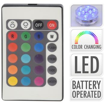 Preview: LED Pool-Lampe - Unterwasserbeleuchtung mit Farbwechsel & Fernbedienung - Wasserdicht bis 2m, 10 LEDs - Ideal für Pool, Badewanne & Teich