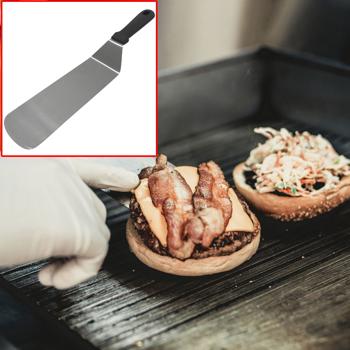 Barbecuespachtel - Grillwender aus stabilem Edelstahl - ergonomischer Griff, 36x7,2cm - ideal zum Wenden von Grillgut, zur Reinigung der Grillplatte