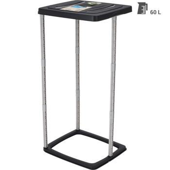 Preview: Abfallsammler 60 Liter mit Deckel - Ideal für Mülltrennung Garten Camping - Aus 90% recyceltem Kunststoff - Leichte Montage & stabiler Stand