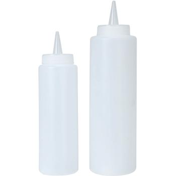 Garnierflaschen 2er-Set - präzises Portionieren von Flüssigkeiten - 250 ml & 400 ml Quetschflaschen aus Kunststoff für Ketchup, Öl, Teig & Desserts