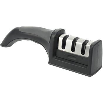 Professioneller Messerschärfer mit 3 Stufen Keramikstein, schwarz, ergonomisches Design, ideal für Küchenmesser, Fleischmesser, Steakmesser, Brotmesser