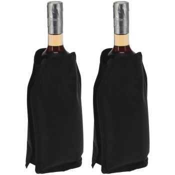 2er-Set Flaschenkühler Kühlmanschette Schwarz – Flexible Flaschenkühlhülle für Weinflasche, Sektflasche & Getränke mit Gel Füllung, Leicht & Handlich