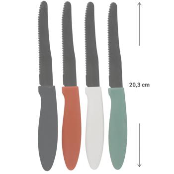 Preview: Steakmesser-Set 8 Stück - Müheloses Schneiden von Fleisch & Pizza - Scharfe Edelstahlklingen - Ergonomische Griffe - 4 Farben - 20.5cm Gesamtlänge