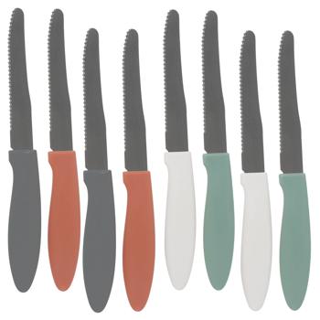 Steakmesser-Set 8 Stück - Müheloses Schneiden von Fleisch & Pizza - Scharfe Edelstahlklingen - Ergonomische Griffe - 4 Farben - 20.5cm Gesamtlänge