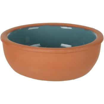 Preview: Tapas Schalen Set 8 Stück - Aus Terracotta mit glasierter Innenseite für mediterrane Gerichte - Ø 10x4 cm - Blau, Violett, Grau, Gelb