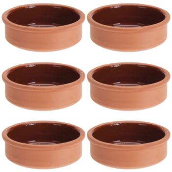 Preview: 6er-Set Tapas Schalen aus Terracotta – rustikale Servierschalen Ø 12 x 4 cm – hitzebeständig, stilvoll & ideal für Antipasti, Dips, Oliven & Snacks
