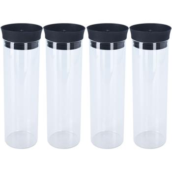 4er-Set Glaskaraffe 1L aus Borosilikatglas - Ideal für Säfte, Limonaden & Eistee - Mit Silikonabdichtung, spülmaschinenfest & robust