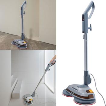 Robuste tiefenreinigende Fussboden-Poliermaschine, Teleskop-Griff, Mikrofaserpads, Sprühfunktion, für Laminat, Parkett, Fliesen, Marmor, Schiefer