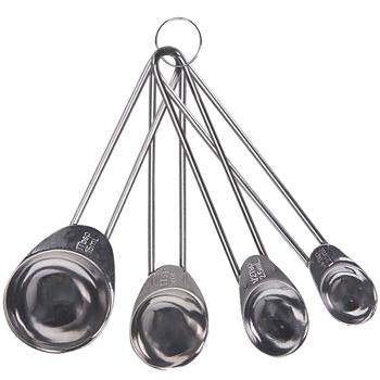 Preview: Messlöffel Set Edelstahl 4-teilig - Dosierlöffel mit präzisen Messangaben - Perfektes Back- & Kochzubehör