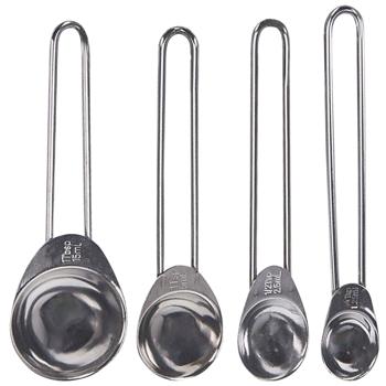 Preview: Messlöffel Set Edelstahl 4-teilig - Dosierlöffel mit präzisen Messangaben - Perfektes Back- & Kochzubehör