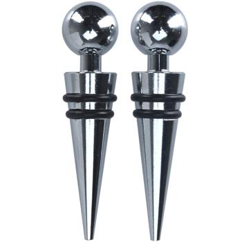Flaschenverschluss 2er-Set - verchromtes Metall mit Kugelaufsatz - stilvoller Weinstopfen für Wein, Saft & Limo - spülmaschinenfest & wiederverwendbar