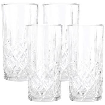 Preview: Elegantes Gläser-Set 4er-Set - Kristall-Look Design - je 300 ml - Ideal für Drinks, Cocktails & Wasser - Spülmaschinenfest - Stilvolle Deko