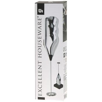 Preview: Milchaufschäumer-Stab Chrom - Fluffiger & Cremiger Milchschaum für Cappuccino Latte Macchiato & Kakao - Batteriebetrieben (2x AA nicht inkl.) - Mit Basis