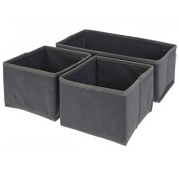 Preview: 3er-Set Schubladen Organizer – Dunkelgraue Ordnungsboxen für perfekte Struktur in Schubladen & Schränken – 2x 14x14x11 cm, 1x 28x14x11 cm