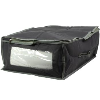 Preview: Unterbettkommode 4er-Set grau - Mehr Stauraum für Bettwäsche & Kleidung - Staub- & Mottenschutz, Sichtfenster, Handgriff, 50x38x20cm - Platzsparend faltbar