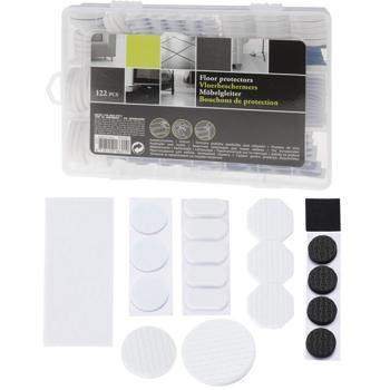 Preview: Filzgleiter selbstklebend 122 Stk. in Aufbewahrungsbox - Bodenschutz für Parkett, Linoleum & Kachelböden - Schützt vor Kratzern & dämmt Geräusche