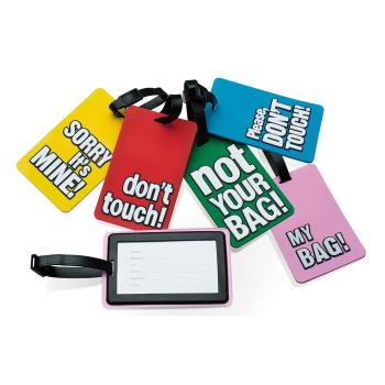 Kofferanhänger 4er Set - Robuster Kunststoff Gepäckanhänger mit Adressfeld - Für Koffer, Taschen & Rucksäcke - Lustige Designs für leichtes Wiedererkennen