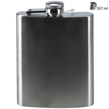 Preview: Flachmann Edelstahl 207ml - Auslaufsicherer Taschenflasche für Whiskey Obstbrände Kräuterliköre - Robust & Tragbar - Ikonisches Design mit Drehverschluss