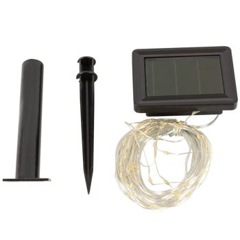 Preview: Dekorativer Solar Lichterdraht, 100 LEDs, 5 Meter – Stimmungsvolle LED Lichterkette mit Solarpanel für Garten, Terrasse & Balkon