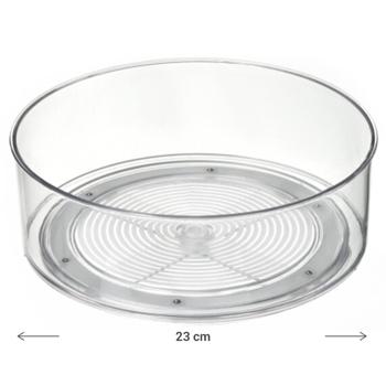 Preview: Kühlschrank-Drehteller Ø 23 cm - Organizer Drehplatte für Saucen, Marmeladen, Gläser - PET Material, elegant, transparent - Mehr Ordnung im Kühlschrank