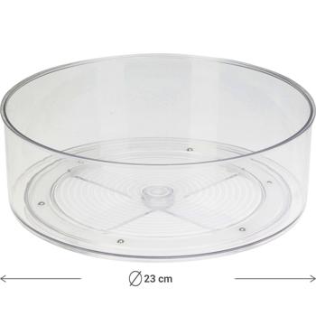Preview: Kühlschrank-Drehteller Ø 23 cm - Organizer Drehplatte für Saucen, Marmeladen, Gläser - PET Material, elegant, transparent - Mehr Ordnung im Kühlschrank