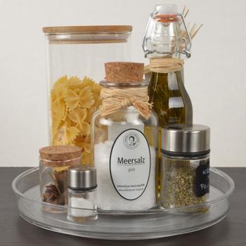 Preview: Kühlschrank-Drehteller Ø 24 cm - Transparenter Organizer für optimale Organisation & leichten Zugriff - Ideal für Küche, Vorratskammer, Bad - PET