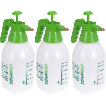 Preview: 3er-Set Pump-Drucksprüher 2L - stufenlos verstellbare Messingdüse für Haus & Garten Bewässerung Reinigung - Sicherheitsventil & Füllstandsanzeige