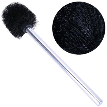 Preview: 2er Spar Set WC-Bürste aus Edelstahl, praktische und effiziente Toilettenbürste inkl. 3 Bürstenköpfen, Ø 8cm, schwarz, Bürstenkopf austauschbar