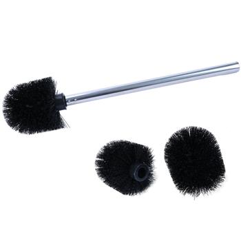 Preview: 2er Spar Set WC-Bürste aus Edelstahl, praktische und effiziente Toilettenbürste inkl. 3 Bürstenköpfen, Ø 8cm, schwarz, Bürstenkopf austauschbar