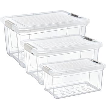 3er-Set Vorratsboxen Transparent (9–30L): Robuste Aufbewahrungsboxen & Frischhalteboxen mit Deckel für Haushalt, Ordnung, Küche & Vorräte