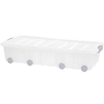 Preview: Platzsparende Unterbett-Box mit Rollen, 2er Set (77x37x17cm): Praktische Aufbewahrungsbox für unter dem Bett – ideal für Kleidung, Bettwäsche & mehr