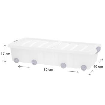 Preview: Platzsparende Unterbett-Box mit Rollen, 2er Set (77x37x17cm): Praktische Aufbewahrungsbox für unter dem Bett – ideal für Kleidung, Bettwäsche & mehr